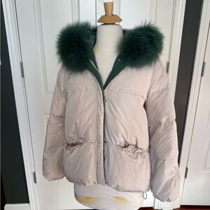 Interfee Paris Down Coat with Fur Trim Size S